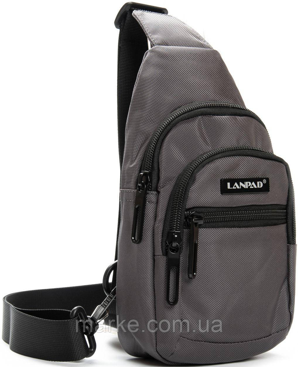 Сумка мужская через плечо Lanpad серая