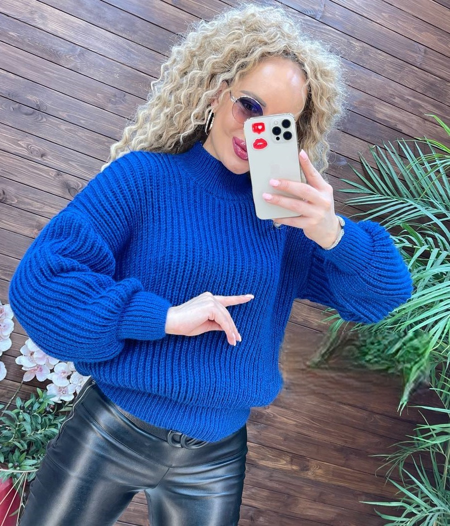 Жіночий теплий светр великої в'язки кофта в'язана oversize, однотонний вільного крою