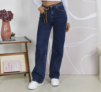 Джинси труби у темно-синьому кольорі утеплені розмір 30, фото 1