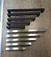 Меблева якісна прямокутна ручка на кухню    чорна матова - 192мм