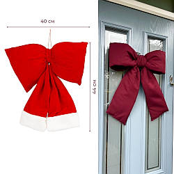 Бант «Червоний оксамит», 44 см – декоративна новорічна прикраса