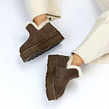 Женские уггі на високій підошві, жіночі уггі автоледі, коричневі жіночі уггі, уггі шоколадного кольору, фото 4