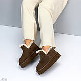 Женские уггі на високій підошві, жіночі уггі автоледі, коричневі жіночі уггі, уггі шоколадного кольору, фото 3