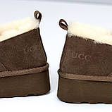 Женские уггі на високій підошві, жіночі уггі автоледі, коричневі жіночі уггі, уггі шоколадного кольору, фото 5