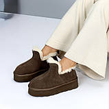 Женские уггі на високій підошві, жіночі уггі автоледі, коричневі жіночі уггі, уггі шоколадного кольору, фото 9