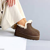 Женские уггі на високій підошві, жіночі уггі автоледі, коричневі жіночі уггі, уггі шоколадного кольору, фото 6