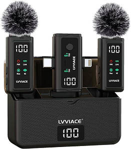 LVVIACE K6 — Бездротовий петличний мікрофон 3-в-1 для iPhone, Android і камери з шумопоглинанням