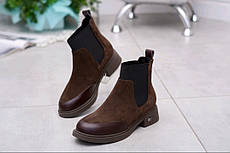 Черевики челсі жіночі шкіряні зимові коричневі