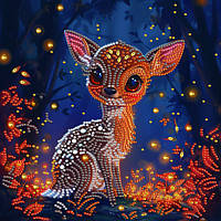 Діамантова мозаїка Маленьке оленятко, 25х25 см, на підрамнику