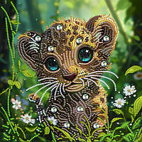 Діамантова мозаїка Тигреня, 25х25 см, на підрамнику