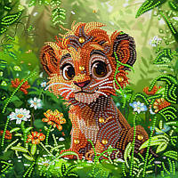 Діамантова мозаїка Левеня, 25х25 см, на підрамнику