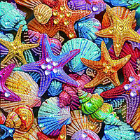Діамантова мозаїка Кольорові морські зірки, 25х25 см, на підрамнику
