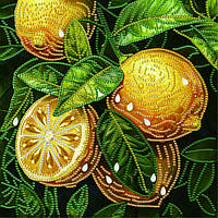 Діамантова мозаїка Жовті лимони, 25х25 см, на підрамнику