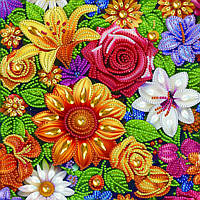 Діамантова мозаїка Квіткова ніжність, 25х25 см, на підрамнику