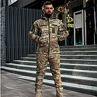 Костюм теплий тактичний бойовий куртка штани, військові костюми форма камуфляжна мультикам soft shell на флісі