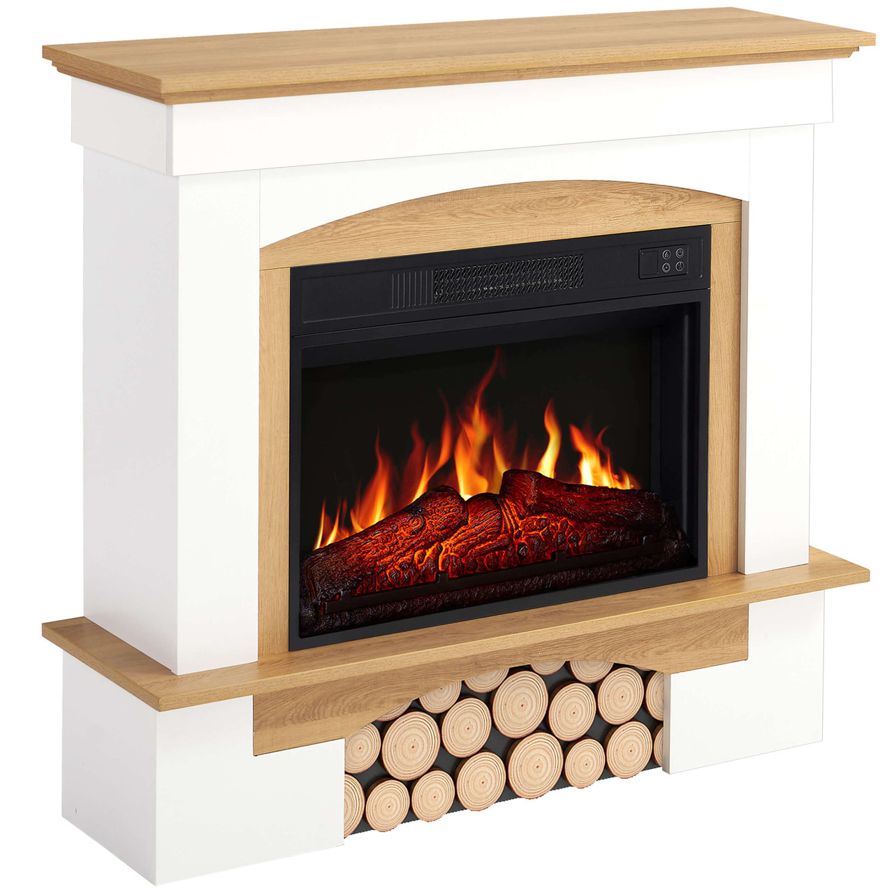 Камінокомплект ArtiFlame Woodley AF23S білий / дуб натуральний з обігрівом і звуком горіння вогню, фото 1