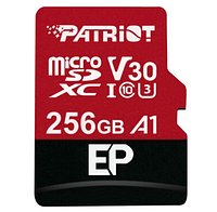 Карта пам'яті 256 GВ Patriot EP Series МicroSDXC UHS-I (U3) Сlass 10 з адаптером чорний з червоним