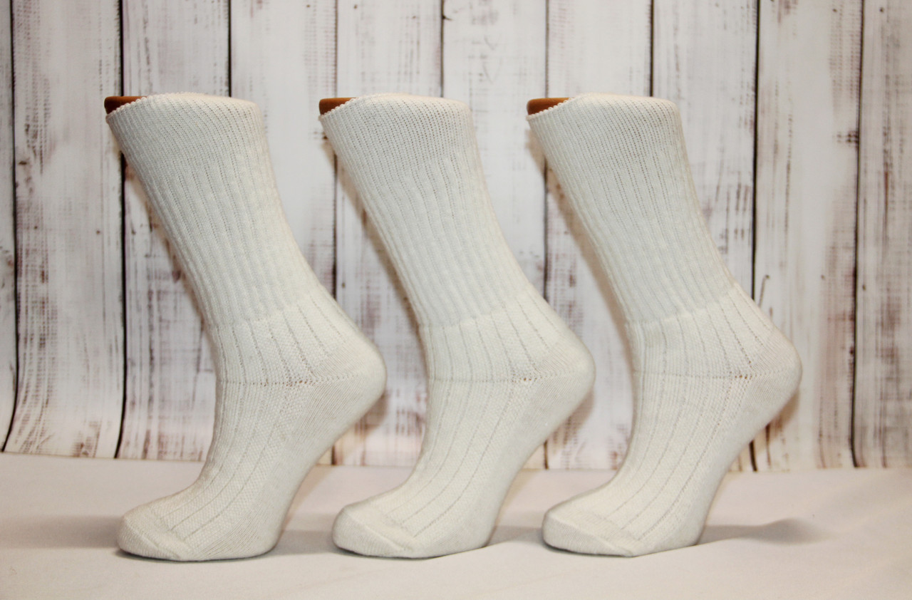 Жіночі шкарпетки високі в рубчик зі 100% вовни НЛ 36-40 кремовий, фото 1