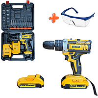 Шуруповерт 24v 6Ah, аккумуляторный Li-Ion с набором насадок и подсветкой, бесщеточный шуруповерт DeWALT с ударным механизмом