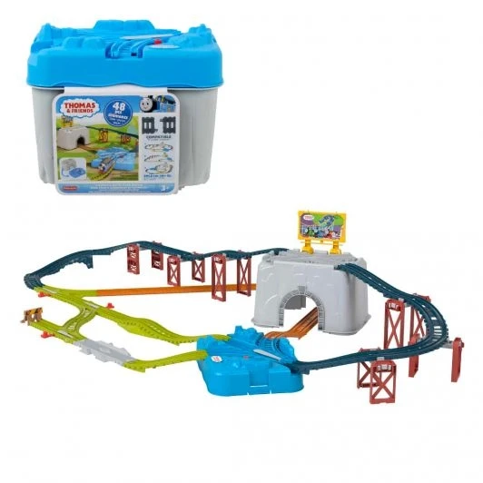 Thomas & Friends Контейнер будівельник із деталями треку 34 елементи HNP81 Thomas and Friends для зберігання, Міккі Маус, фото 1