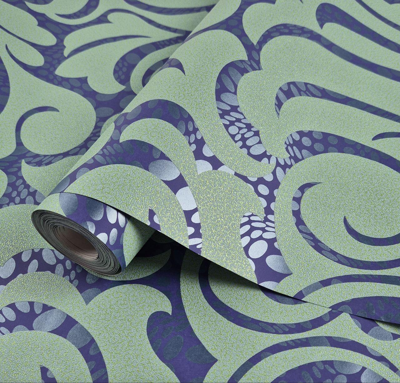 Шпалери вінілові на флізеліні 0.53 × 10.05 м Marburg 55442, сині з бірюзовим — для спальні, вітальні, кабінету, фото 1