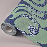 Шпалери вінілові на флізеліні 0.53 × 10.05 м Marburg 55442, сині з бірюзовим — для спальні, вітальні, кабінету, фото 2