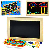 Розвиваючий набір для творчості шнурівка і вишивка з дерев'яним ігровим полем 30х20 см