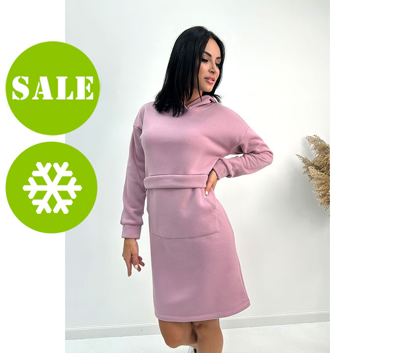 Тепле плаття-худі на флісі "Solo" оптом | Норма і батал I Розпродаж моделі, фото 1