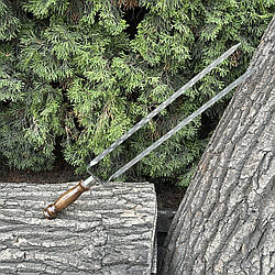 Подвійний шампур Mzavod з дерев'яною ручкою 630х12х3мм ретро