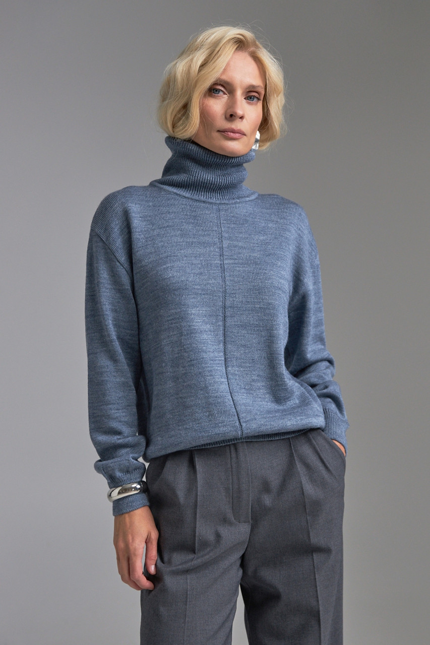 Светр жіночий з кантом колір джинсовий