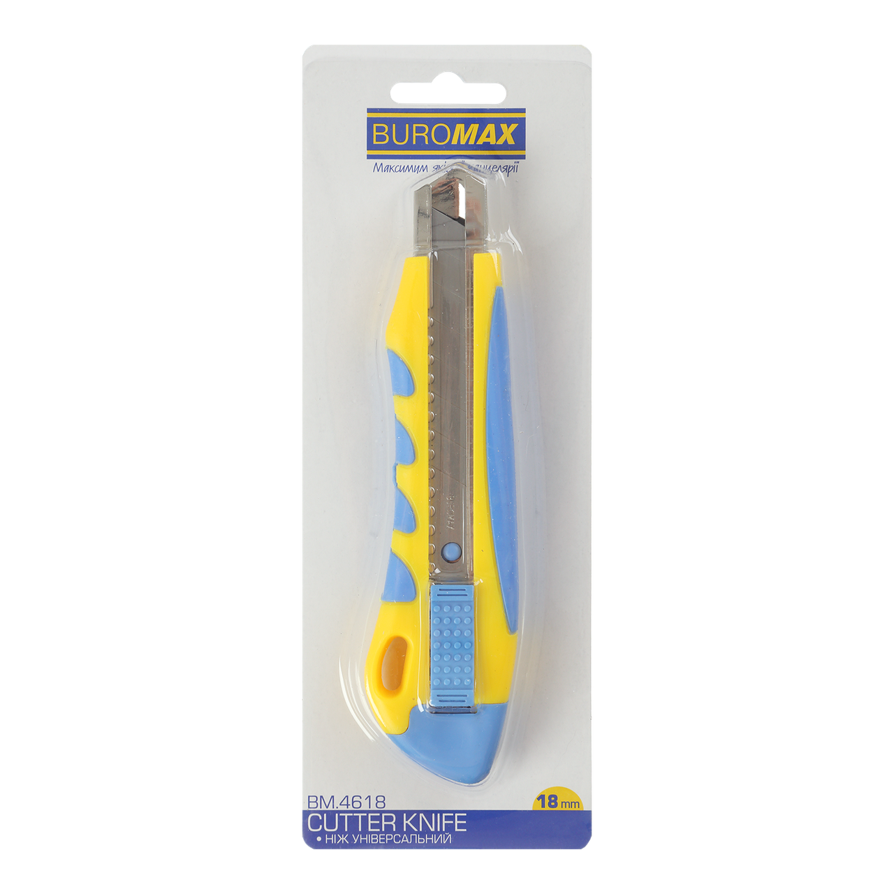 Ніж універсальний 18мм, пласт. корпус з гумовими вставками BUROMAX