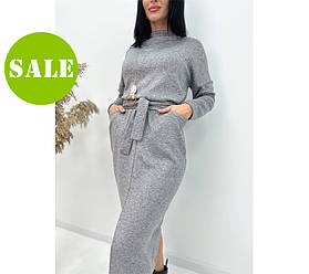 Довга ангорова сукня з поясом "Juliette" оптом | Норма і батал | Розпродаж моделі