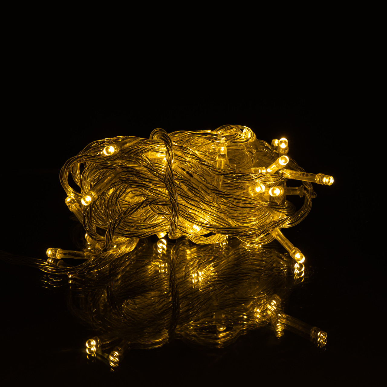 LED гірлянда нитка 10м 120 діодів чорний провід жовте світло кімнатна, святкова підсвітка новорічна декоративна ілюмінація, фото 1