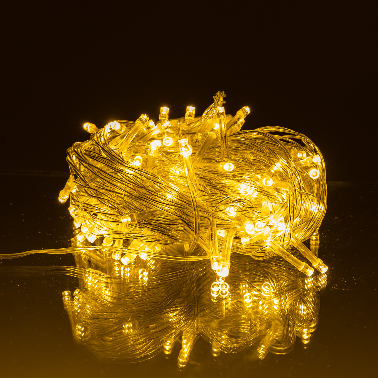 LED гірлянда нитка 10м 120 діодів білий провід жовте світло кімнатна, святкова підсвітка новорічна декоративна ілюмінація, фото 1