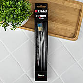 Зубна щітка Tello Medium 3940 (жовто-блакитний дизайн, чорна упаковка), 1 шт