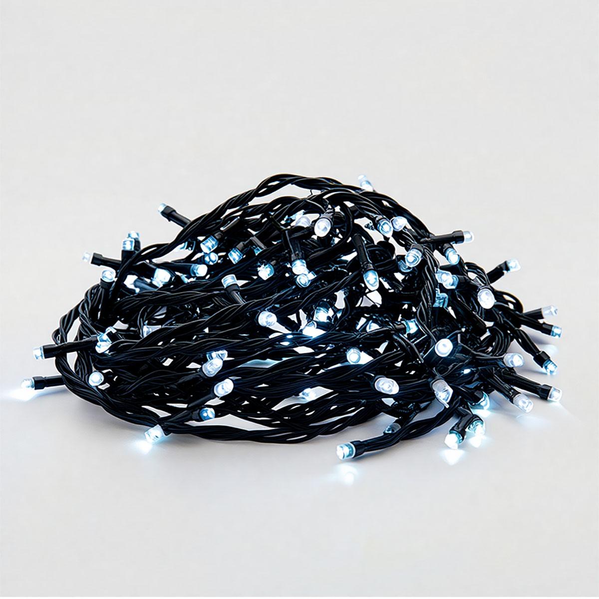 LED гірлянда нитка 22м 220 діодів чорний провід біле світло кімнатна, святкова підсвітка новорічна декоративна ілюмінація, фото 1