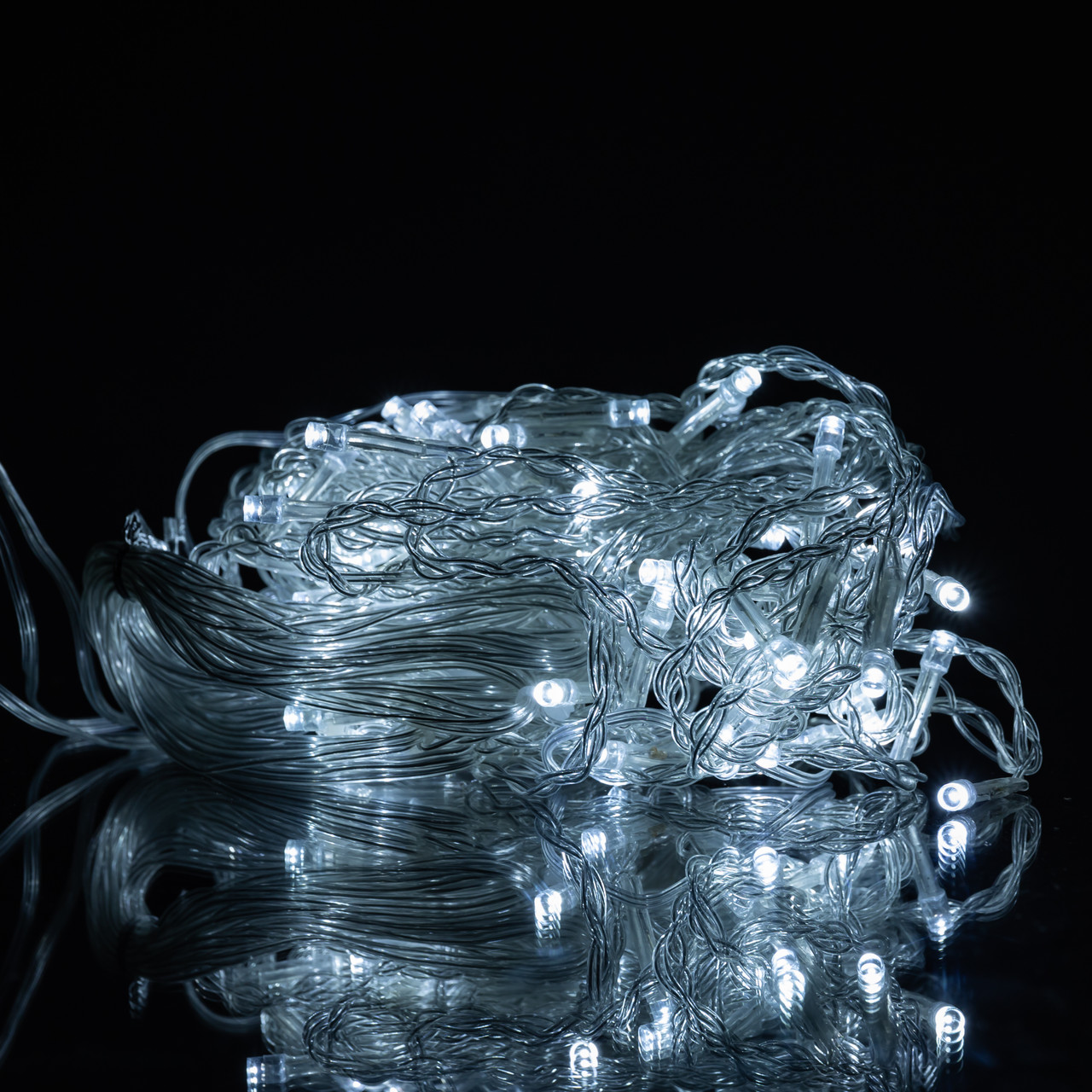 LED гірлянда штора 1,5х1,5м 64 діоди білий провід біле світло кімнатна, святкова завіса новорічна підсвітка для декору, фото 1