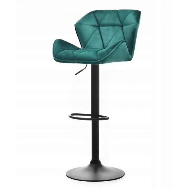 Барний стілець зі спинкою Bonro B-087 велюр зелене з чорною основою, фото 1