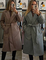 Стильне жіноче утеплене пальто з якісної вовни Модель: 1554-1546 Кольори: графіт, капучино