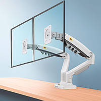 Кронштейн для монітора NB F160 17-27", Білий, настільне кріплення для двох моніторів North Bayou