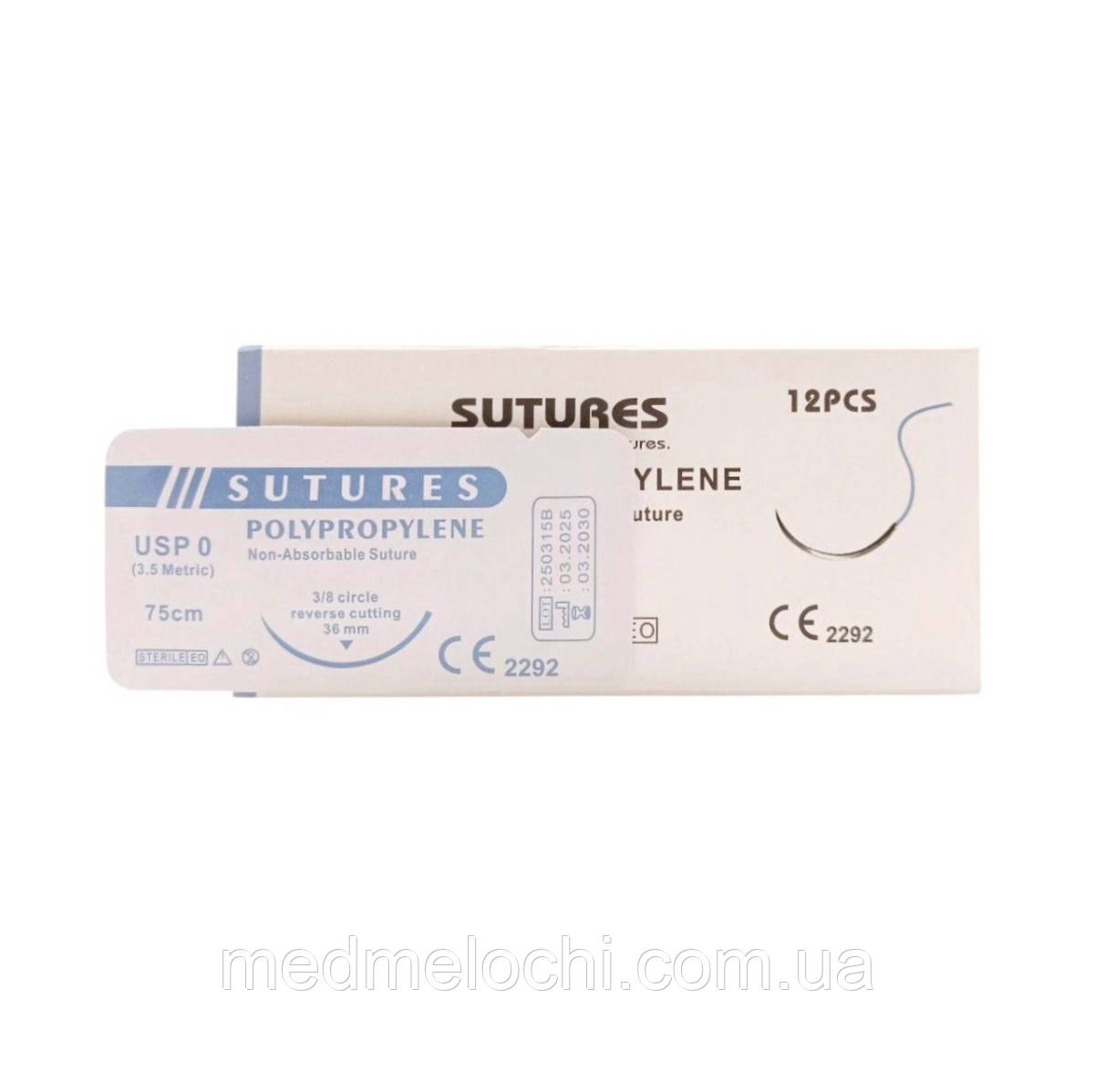 Поліпропілен Sunmed USP 0 (EP 3,5) зі звор. ріж. голкою 36мм 3/8 кола