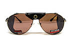 Окуляри захисні Global Vision Aviator-3 (drive mirror), коричневі зі з'ємним ущільнювачем із синтетичної "шкіри", фото 5