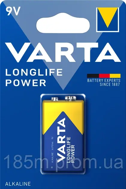 Батарейка VARTA 4922 (6LR61) LONGLIFE Power 1BL, фото 1
