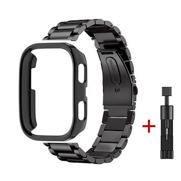 Комплект для годинника Amazfit Bip 6 чорний (бампер + ремінець Rolex design 22 мм)