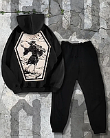 Мужской спортивный костюм SK8 черный Костюм с тактическим принтом Костюм: Худи и брюки Стильный костюм с милитари принтом