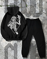 Мужской спортивный костюм F**k War черный Костюм с тактическим принтом Костюм: Худи и брюки Стильный костюм с милитари принтом