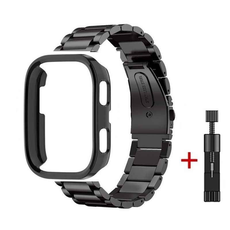 Комплект для годинника Amazfit Bip 6 чорний (бампер + ремінець Rolex design 22 мм), фото 1