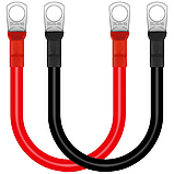 Кабель із клемами акумуляторний, червоний і чорний. 2 AWG (35mm2). клема 8 мм. 2 шт., 30 см, мідний, водонепроникний., фото 3