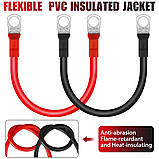 Кабель із клемами акумуляторний, червоний і чорний. 2 AWG (35mm2). клема 8 мм. 2 шт., 30 см, мідний, водонепроникний., фото 2