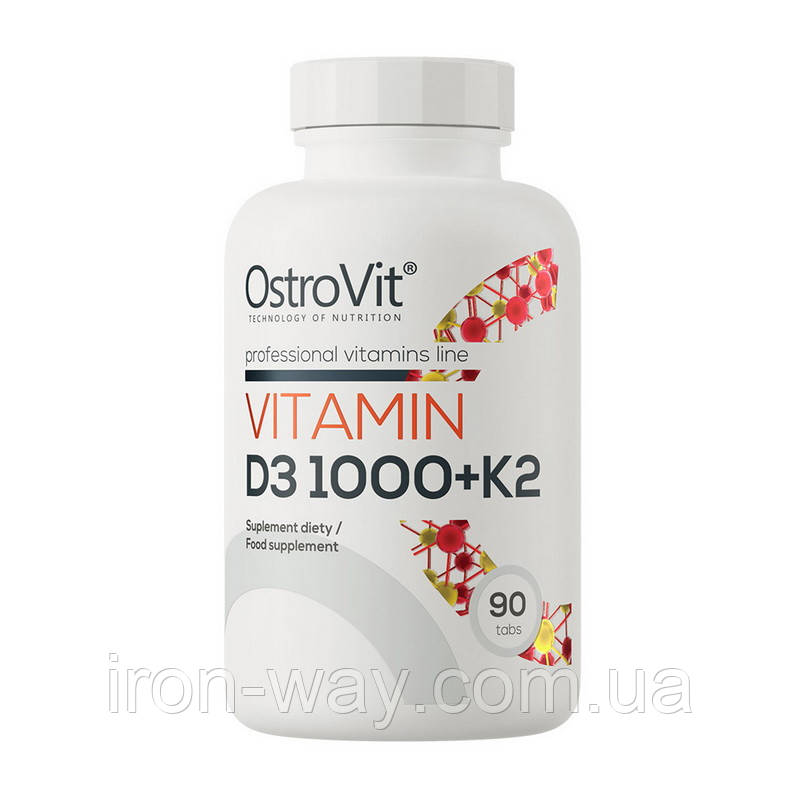 OstroVit Vitamin D3 1000 + K2 (90 tabs), фото 1